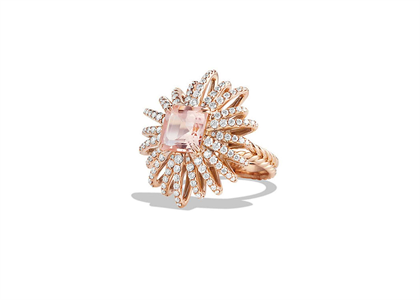 Rose Gold Plated CZ Studded Ladies Gemstone Ring